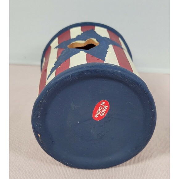 Candle Holder, Clay, Patriotic Star Stripes Red White Blue Independence Day - Picture 6 of 9